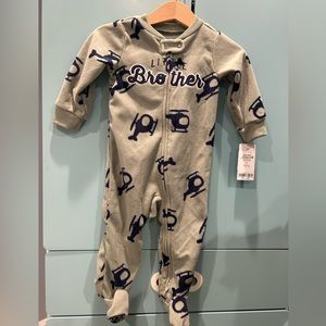 NWT Carters “Little Brother” Fleece Sleep & Play Pajamas